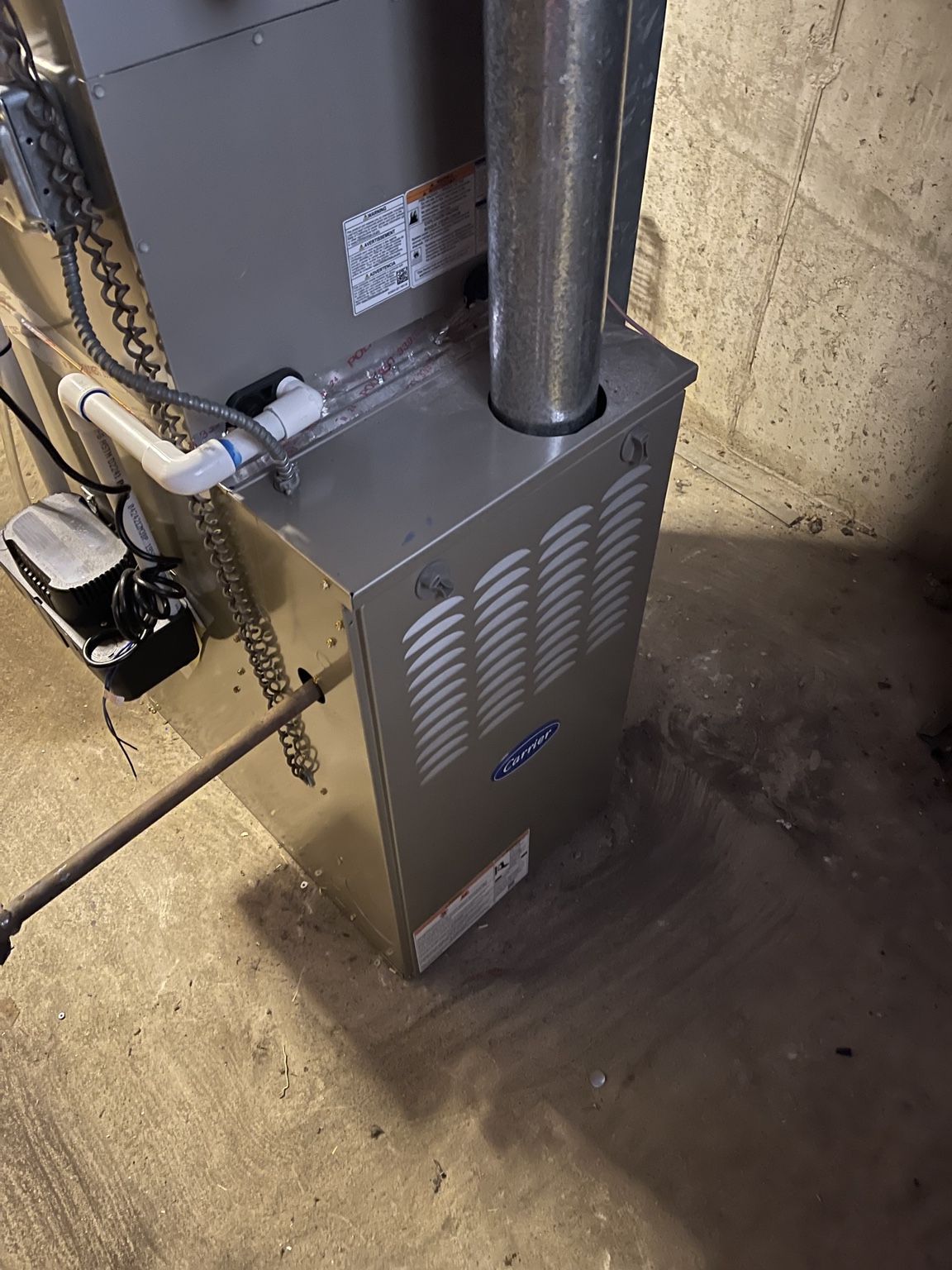 Carrier furnace installation close view