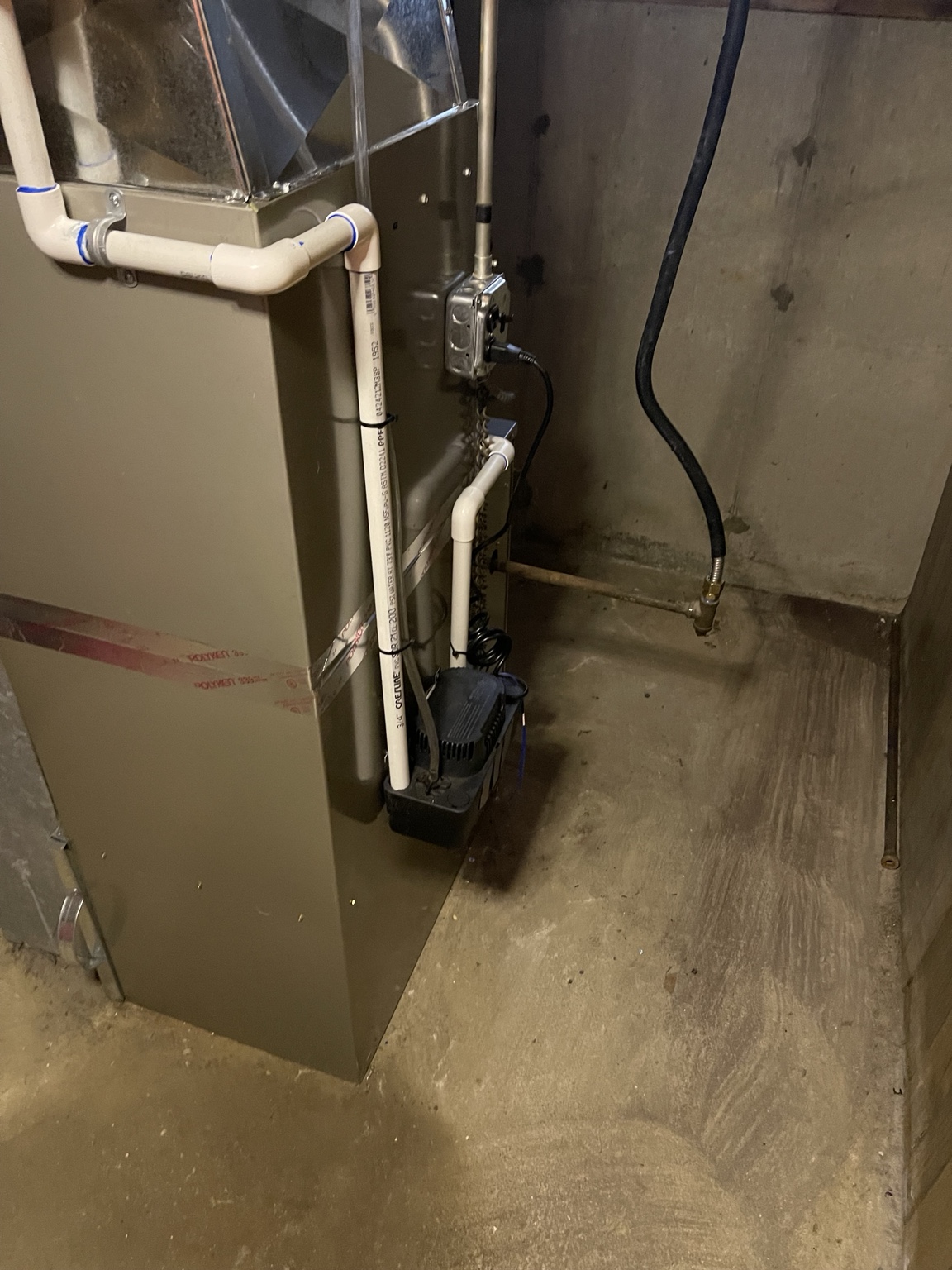 Furnace condensate drain and pump installation