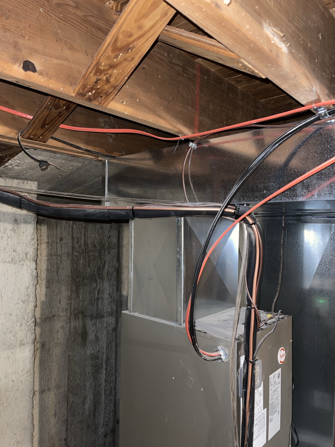 Metal ductwork installation near air handler