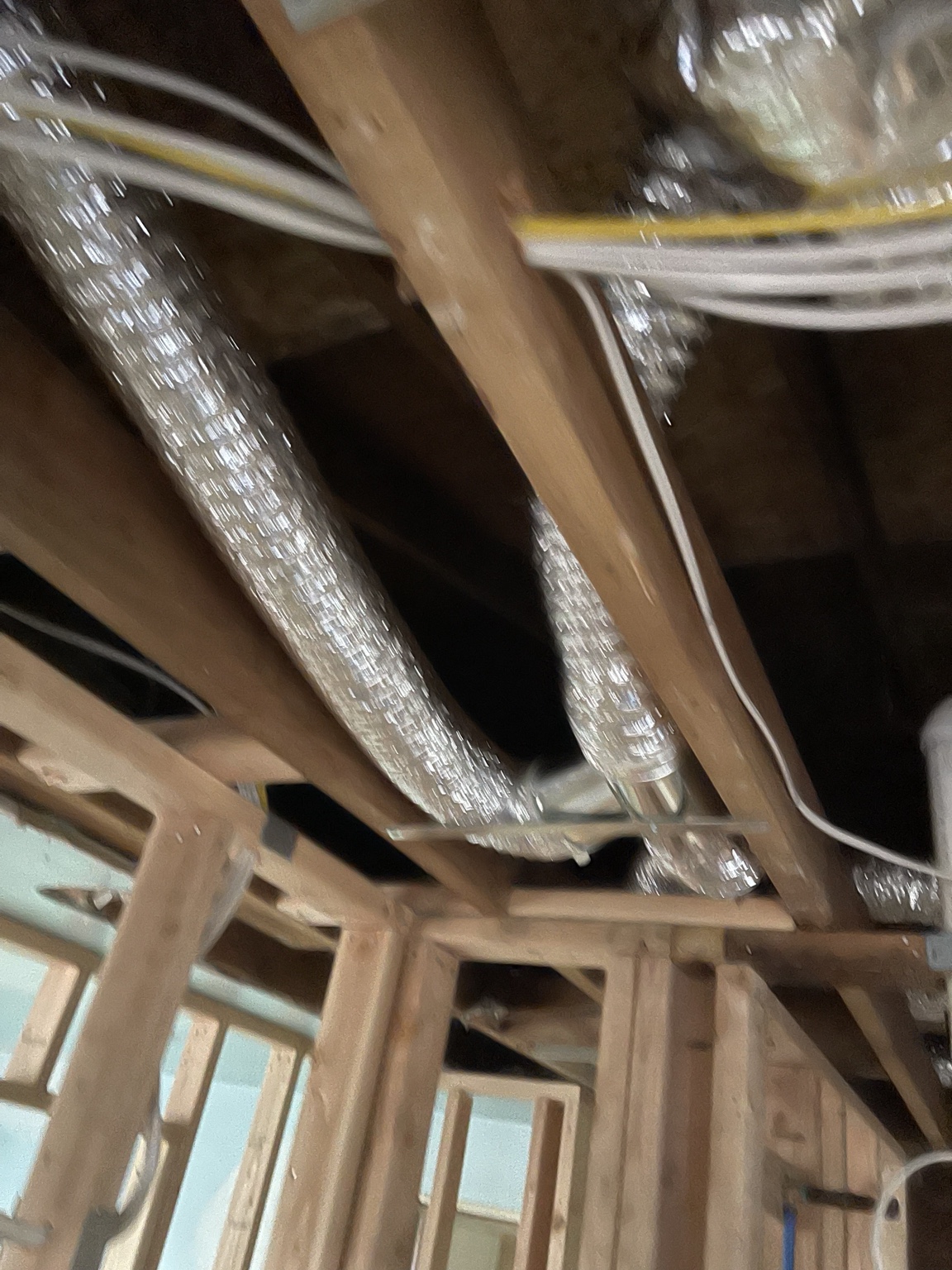 Flexible duct in framed construction area